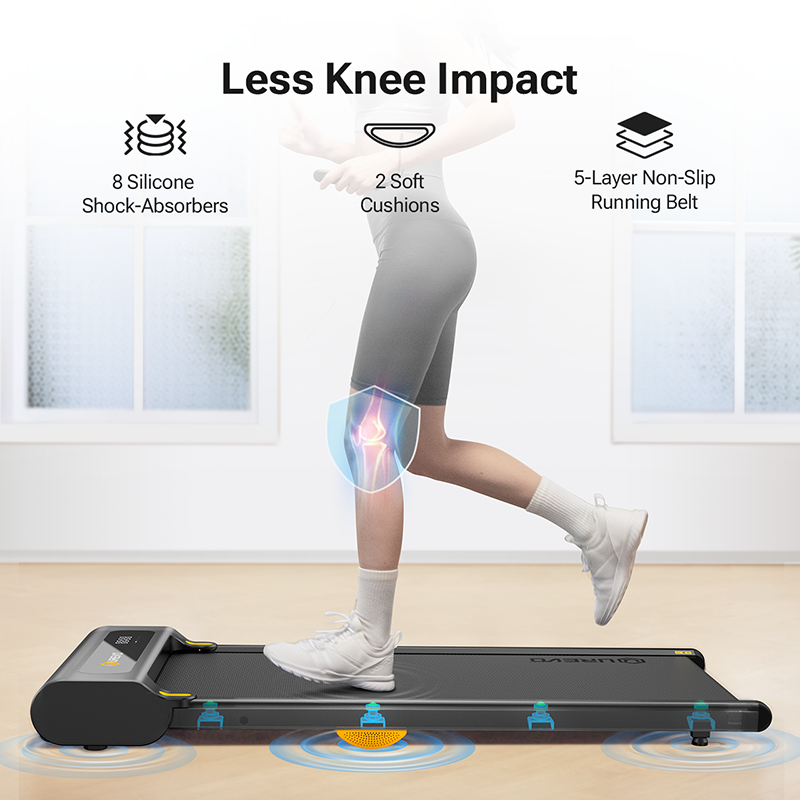 UREVO Spacewalk Lite treadmill, designed for less knee impact with shock absorbers and a non-slip belt.