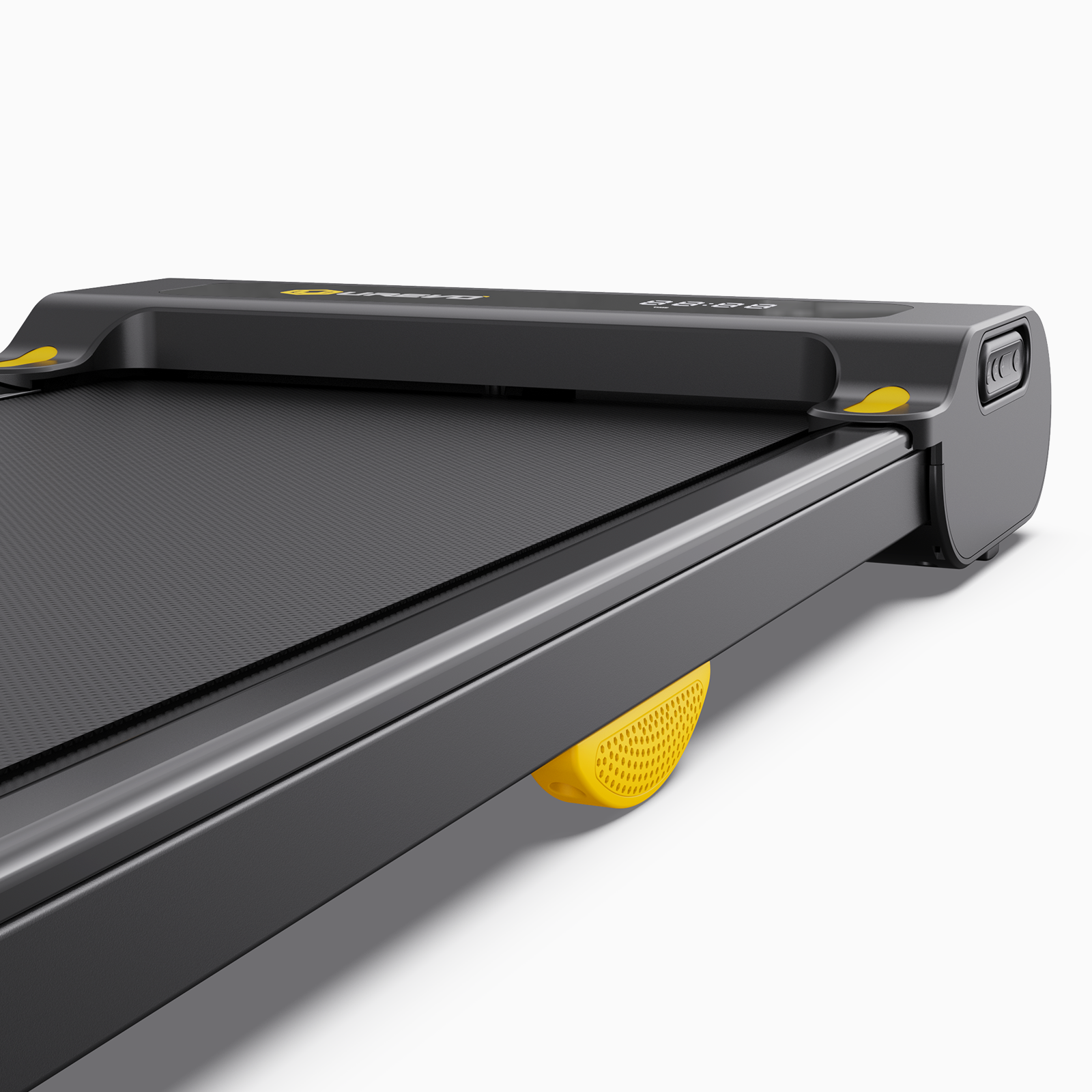 UREVO Spacewalk Lite treadmill, featuring a compact design with yellow accents.